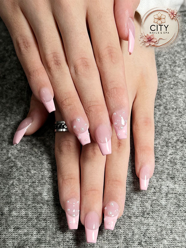 French tip manicure with elegant nail design Canton GA