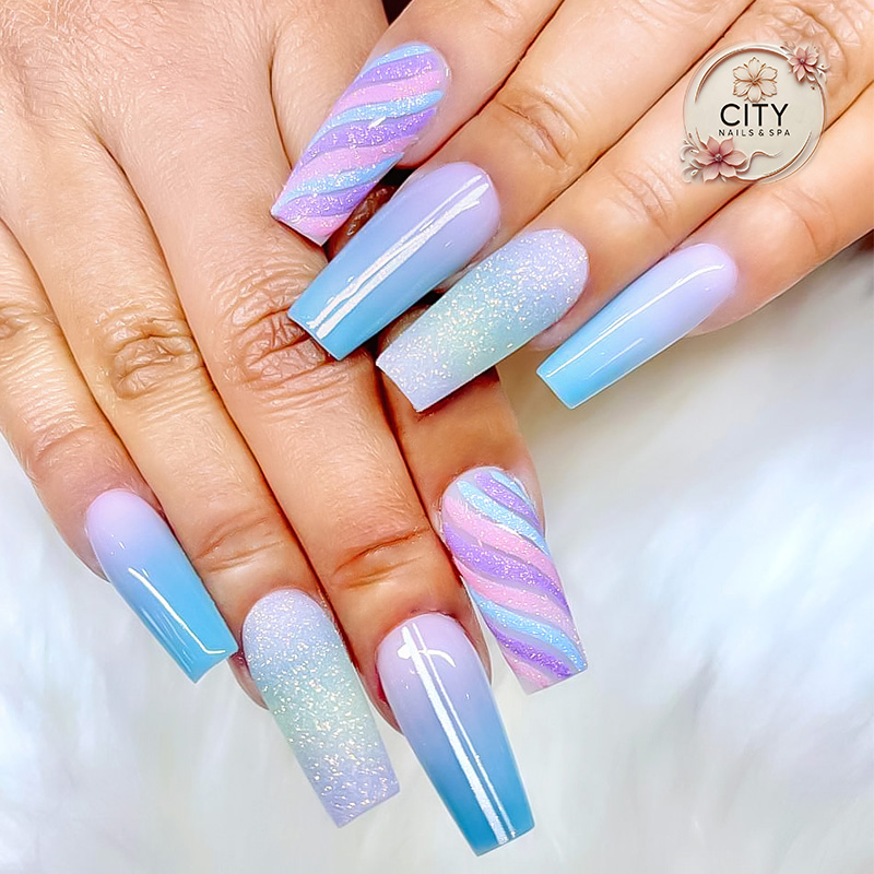 Custom nail art designs at City Nails & Spa Canton
